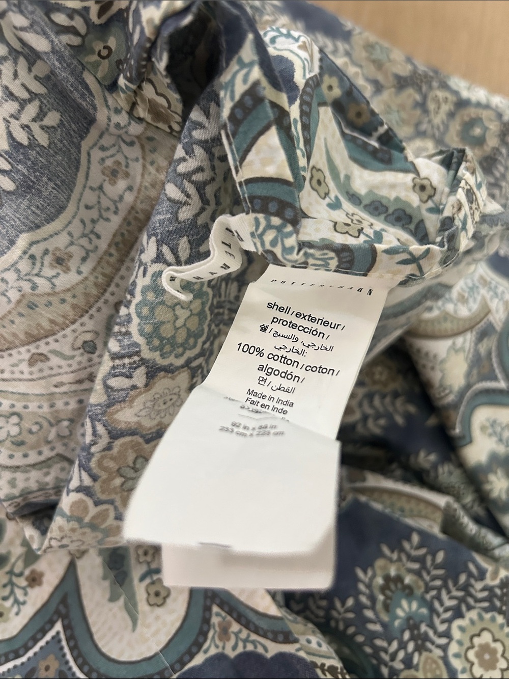 Pottery Barn Paisley Floral Duvet Cover in Navy, Cream, Tan - Picture 3 of 3